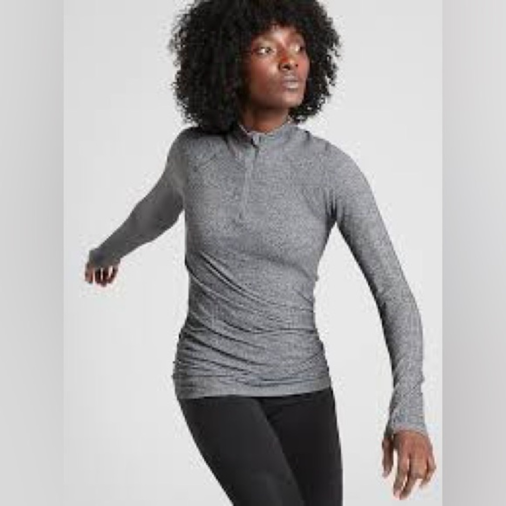 Athleta Heather Speedlight Half Zip in Norwegian Gray | S | Like new condition